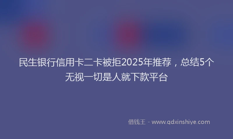 民生银行信用卡二卡被拒2025年推荐，总结5个无视一切是人就下款平台