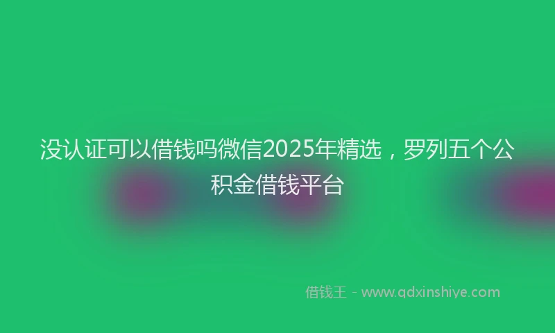 没认证可以借钱吗微信2025年精选，罗列五个公积金借钱平台