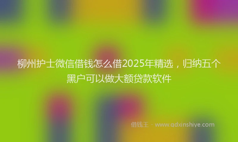 柳州护士微信借钱怎么借2025年精选，归纳五个黑户可以做大额贷款软件
