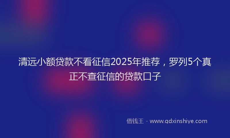 清远小额贷款不看征信2025年推荐，罗列5个真正不查征信的贷款口子