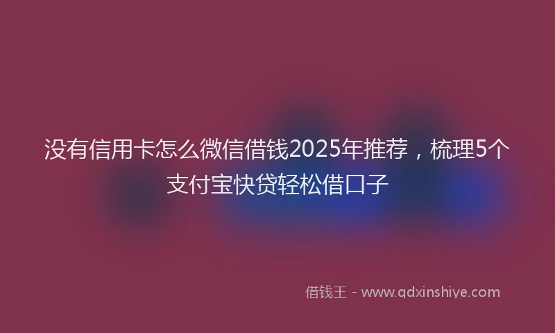 没有信用卡怎么微信借钱2025年推荐，梳理5个支付宝快贷轻松借口子