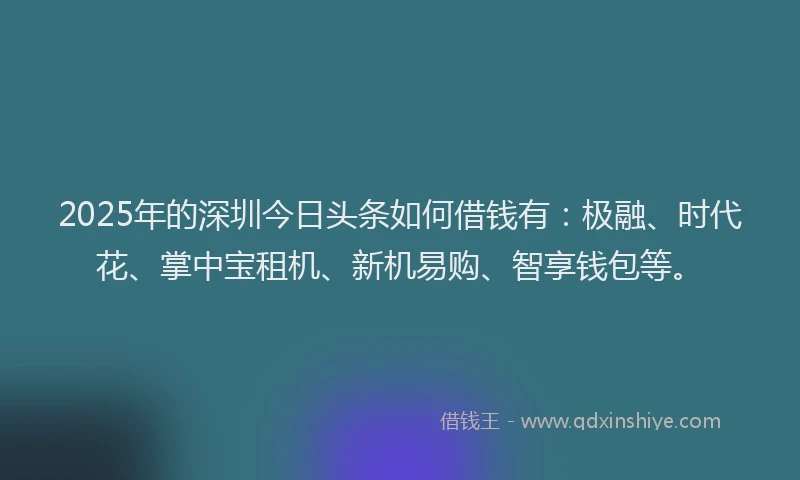 2025年的深圳今日头条如何借钱有：极融、时代花、掌中宝租机、新机易购、智享钱包等。