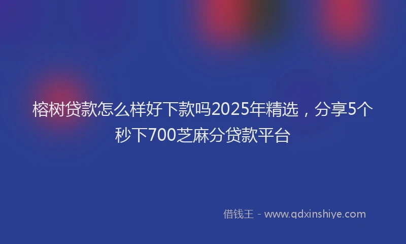 榕树贷款怎么样好下款吗2025年精选，分享5个秒下700芝麻分贷款平台