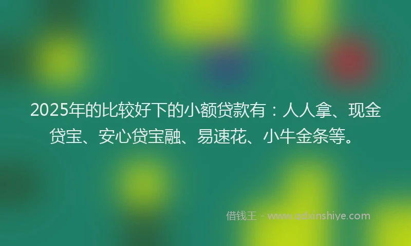 2025年的比较好下的小额贷款有：人人拿、现金贷宝、安心贷宝融、易速花、小牛金条等。