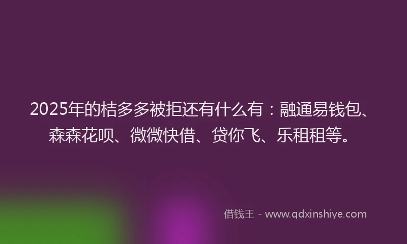 2025年的桔多多被拒还有什么有：融通易钱包、森森花呗、微微快借、贷你飞、乐租租等。