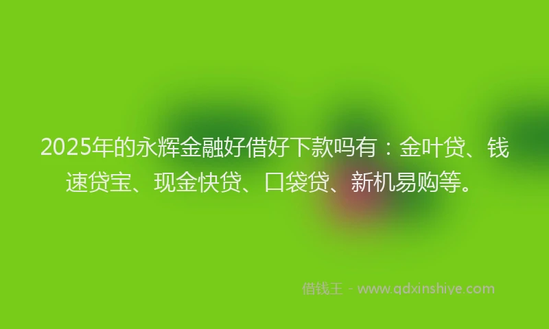 2025年的永辉金融好借好下款吗有：金叶贷、钱速贷宝、现金快贷、口袋贷、新机易购等。