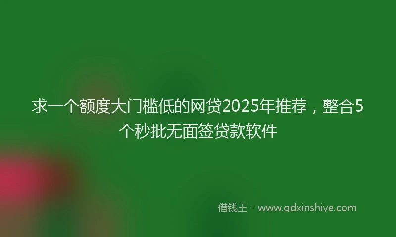 求一个额度大门槛低的网贷2025年推荐，整合5个秒批无面签贷款软件