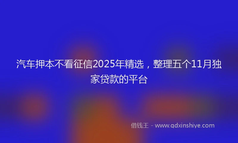 汽车押本不看征信2025年精选，整理五个11月独家贷款的平台