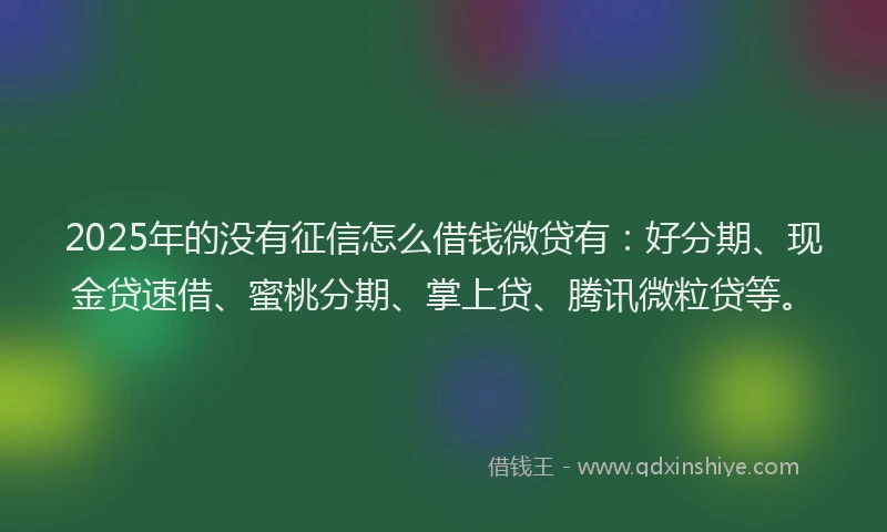 2025年的没有征信怎么借钱微贷有：好分期、现金贷速借、蜜桃分期、掌上贷、腾讯微粒贷等。