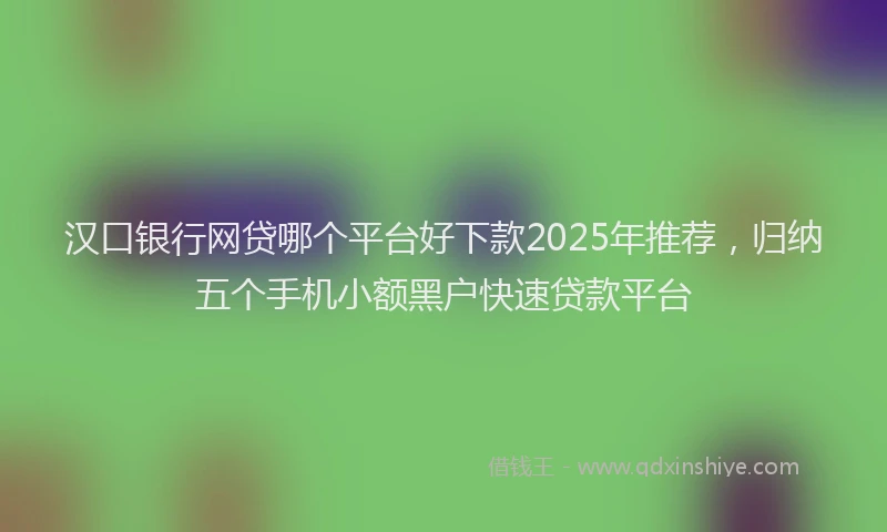 汉口银行网贷哪个平台好下款2025年推荐，归纳五个手机小额黑户快速贷款平台