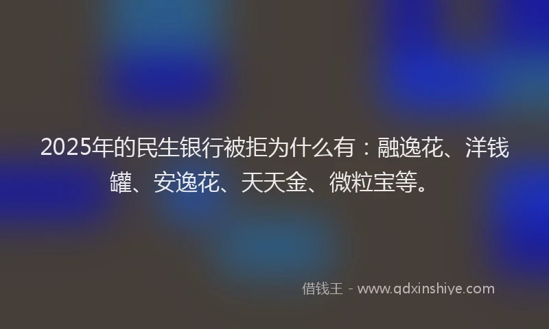 2025年的民生银行被拒为什么有：融逸花、洋钱罐、安逸花、天天金、微粒宝等。