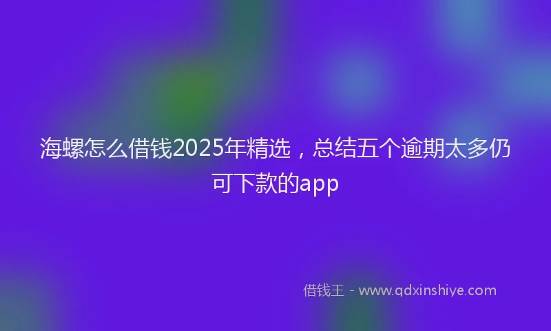 海螺怎么借钱2025年精选，总结五个逾期太多仍可下款的app