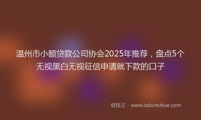 温州市小额贷款公司协会2025年推荐，盘点5个无视黑白无视征信申请就下款的口子