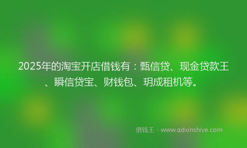 2025年的淘宝开店借钱有:甄信贷、现金贷款王、瞬信贷宝、财钱包、玥成租机等。