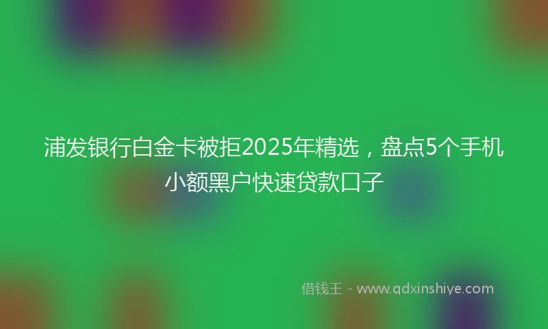 浦发银行白金卡被拒2025年精选，盘点5个手机小额黑户快速贷款口子