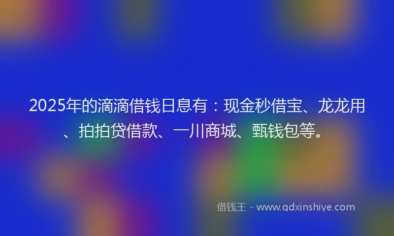 2025年的滴滴借钱日息有：现金秒借宝、龙龙用、拍拍贷借款、一川商城、甄钱包等。