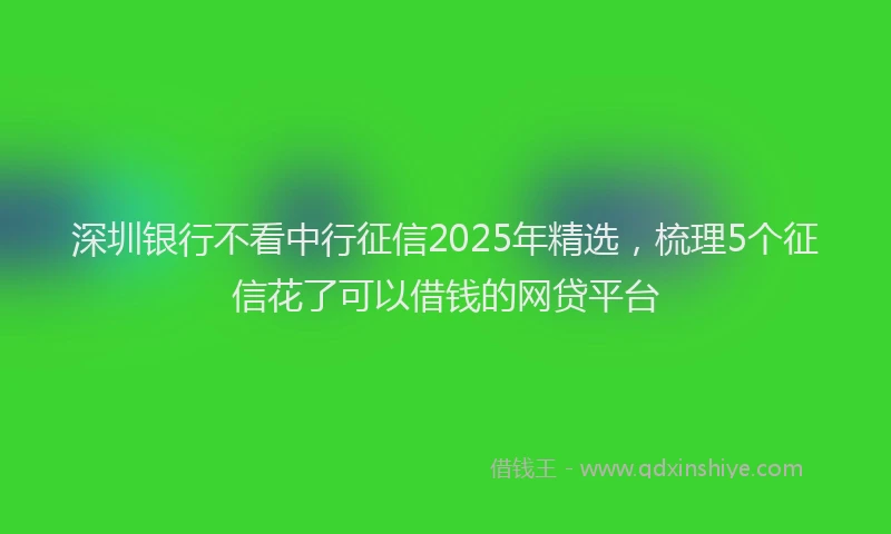 深圳银行不看中行征信2025年精选，梳理5个征信花了可以借钱的网贷平台