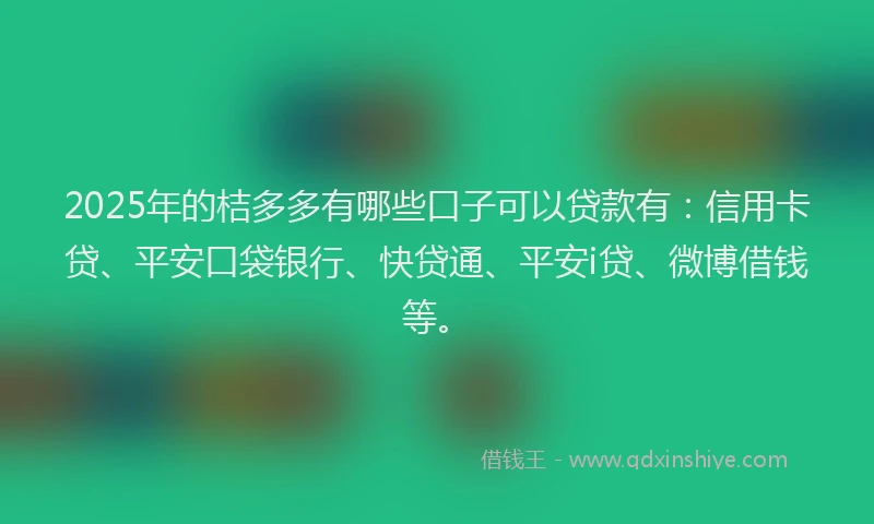 2025年的桔多多有哪些口子可以贷款有：信用卡贷、平安口袋银行、快贷通、平安i贷、微博借钱等。