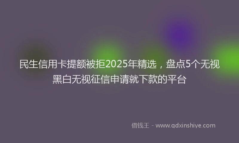 民生信用卡提额被拒2025年精选，盘点5个无视黑白无视征信申请就下款的平台