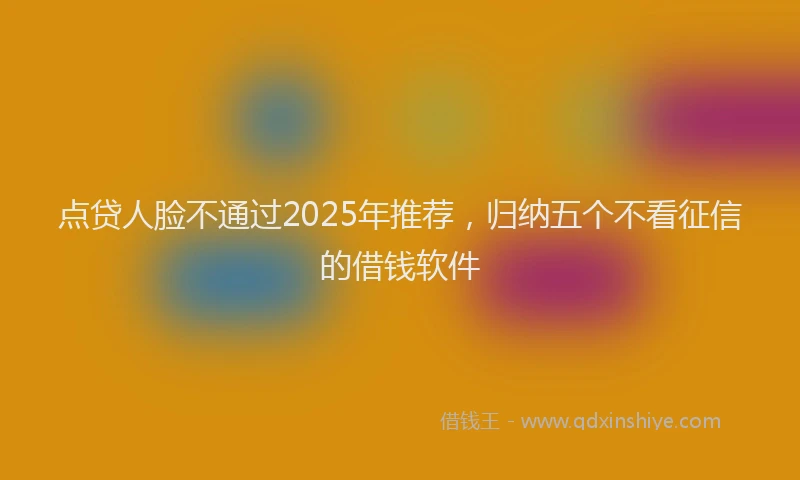 点贷人脸不通过2025年推荐，归纳五个不看征信的借钱软件