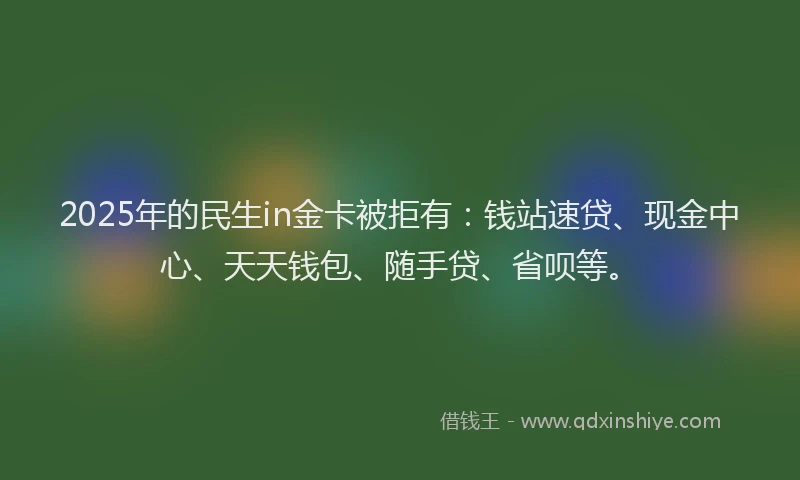 2025年的民生in金卡被拒有：钱站速贷、现金中心、天天钱包、随手贷、省呗等。