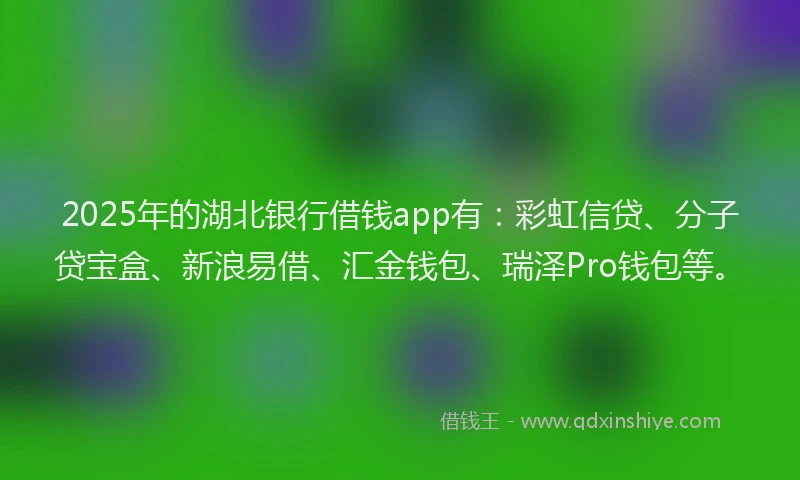 2025年的湖北银行借钱app有：彩虹信贷、分子贷宝盒、新浪易借、汇金钱包、瑞泽Pro钱包等。