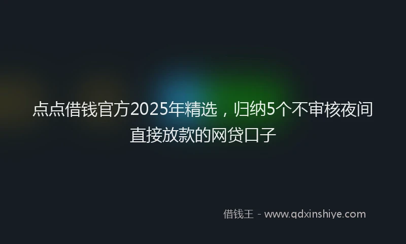 点点借钱官方2025年精选，归纳5个不审核夜间直接放款的网贷口子
