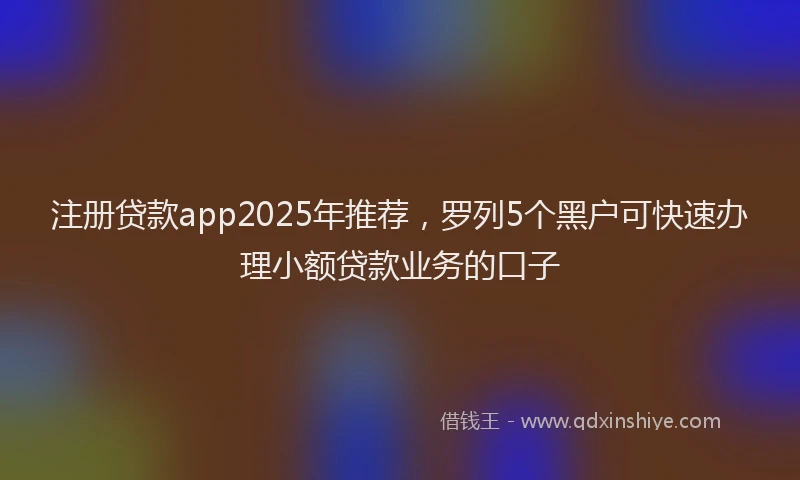 注册贷款app2025年推荐，罗列5个黑户可快速办理小额贷款业务的口子