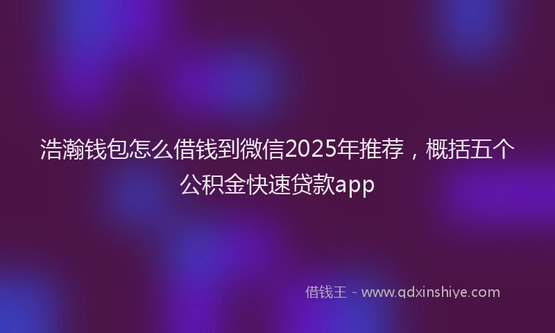 浩瀚钱包怎么借钱到微信2025年推荐，概括五个公积金快速贷款app