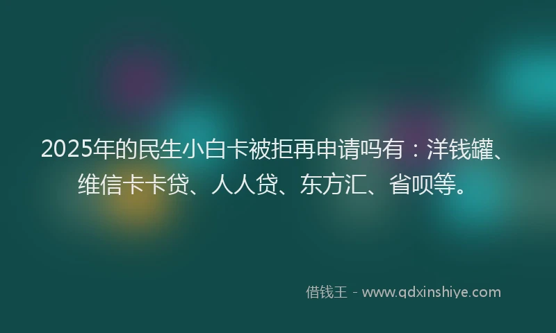 2025年的民生小白卡被拒再申请吗有：洋钱罐、维信卡卡贷、人人贷、东方汇、省呗等。