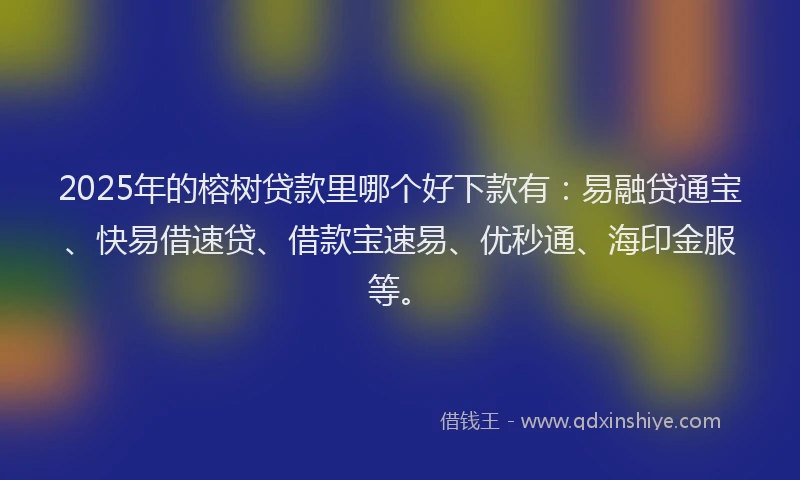 2025年的榕树贷款里哪个好下款有：易融贷通宝、快易借速贷、借款宝速易、优秒通、海印金服等。
