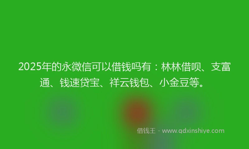 2025年的永微信可以借钱吗有：林林借呗、支富通、钱速贷宝、祥云钱包、小金豆等。