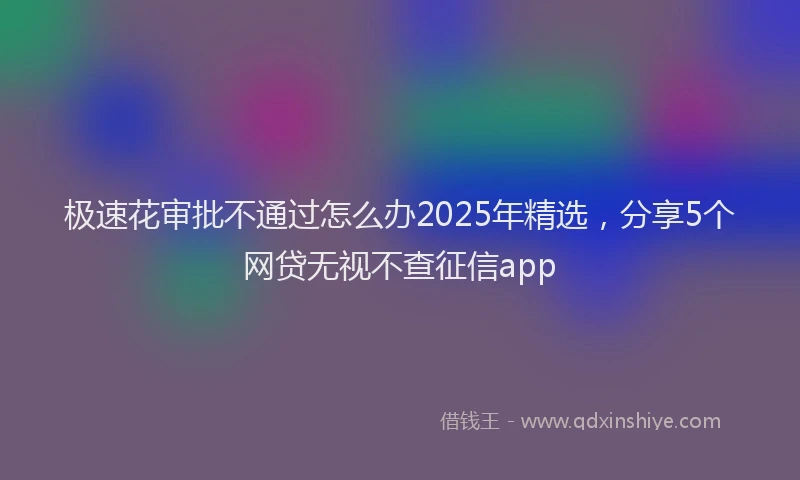 极速花审批不通过怎么办2025年精选，分享5个网贷无视不查征信app