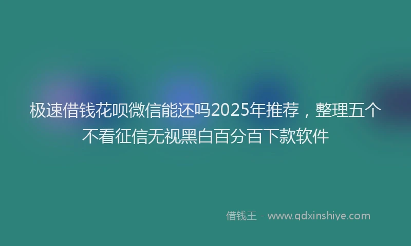 极速借钱花呗微信能还吗2025年推荐，整理五个不看征信无视黑白百分百下款软件