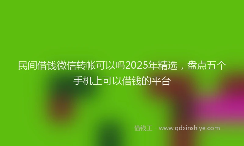 民间借钱微信转帐可以吗2025年精选，盘点五个手机上可以借钱的平台