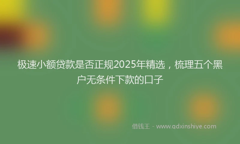 极速小额贷款是否正规2025年精选，梳理五个黑户无条件下款的口子