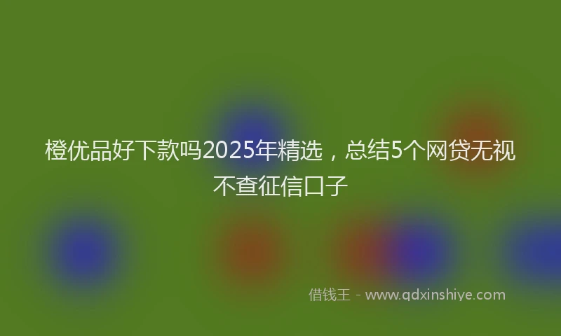 橙优品好下款吗2025年精选，总结5个网贷无视不查征信口子