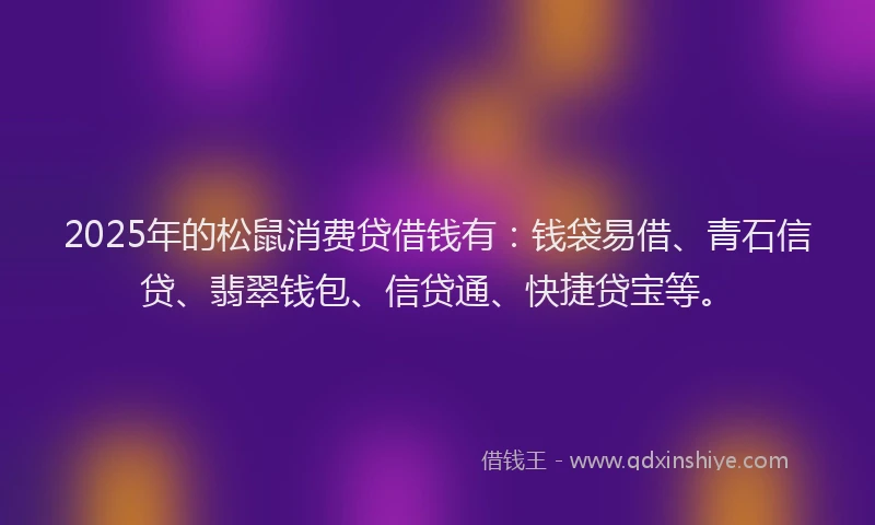 2025年的松鼠消费贷借钱有：钱袋易借、青石信贷、翡翠钱包、信贷通、快捷贷宝等。