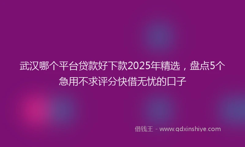 武汉哪个平台贷款好下款2025年精选，盘点5个急用不求评分快借无忧的口子