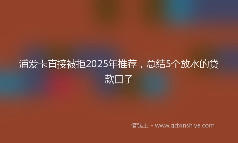 浦发卡直接被拒2025年推荐，总结5个放水的贷款口子