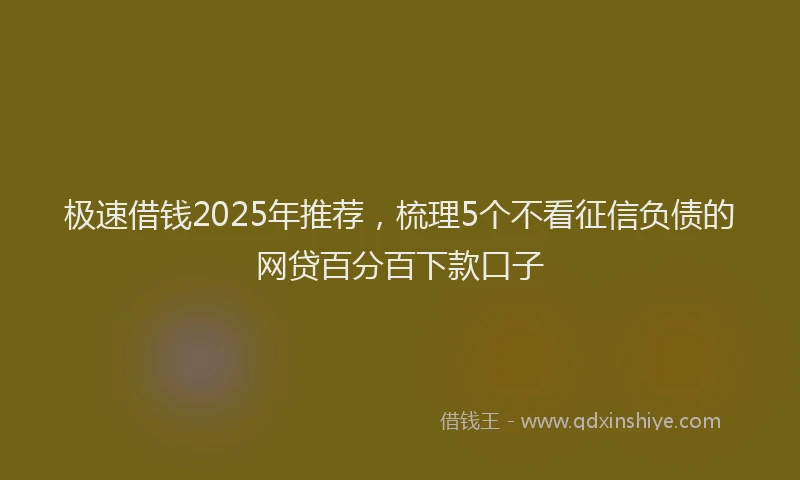 极速借钱2025年推荐，梳理5个不看征信负债的网贷百分百下款口子