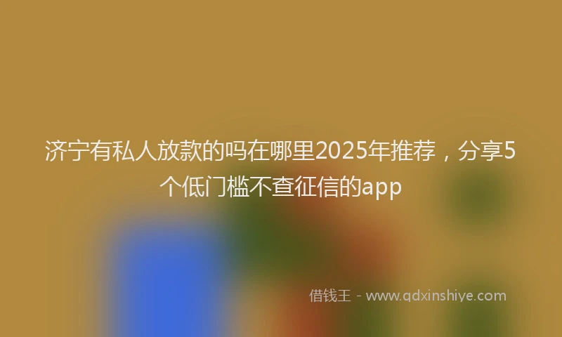 济宁有私人放款的吗在哪里2025年推荐，分享5个低门槛不查征信的app