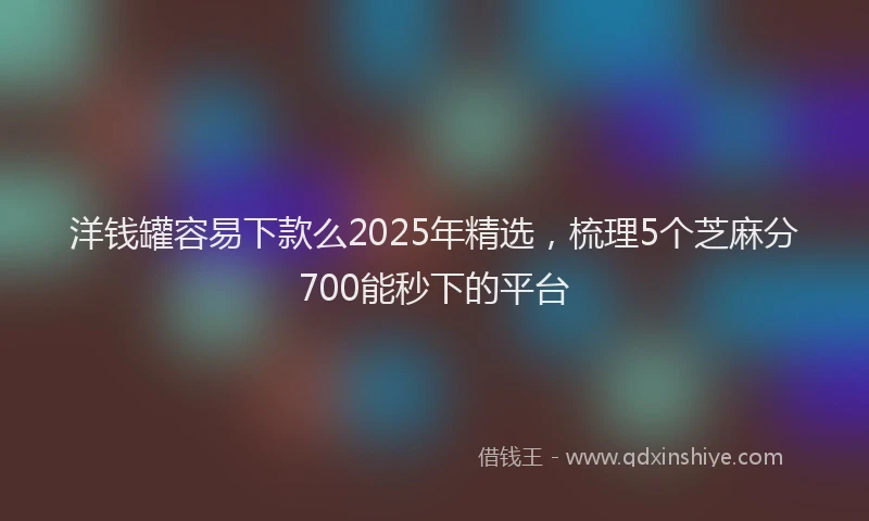 洋钱罐容易下款么2025年精选，梳理5个芝麻分700能秒下的平台