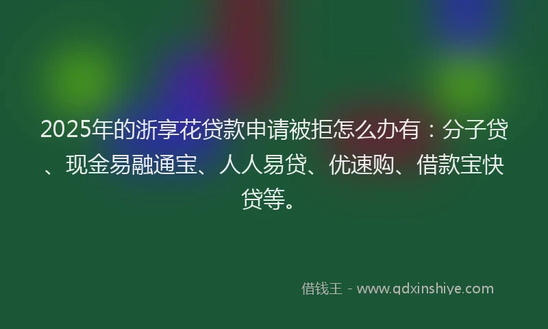 2025年的浙享花贷款申请被拒怎么办有：分子贷、现金易融通宝、人人易贷、优速购、借款宝快贷等。