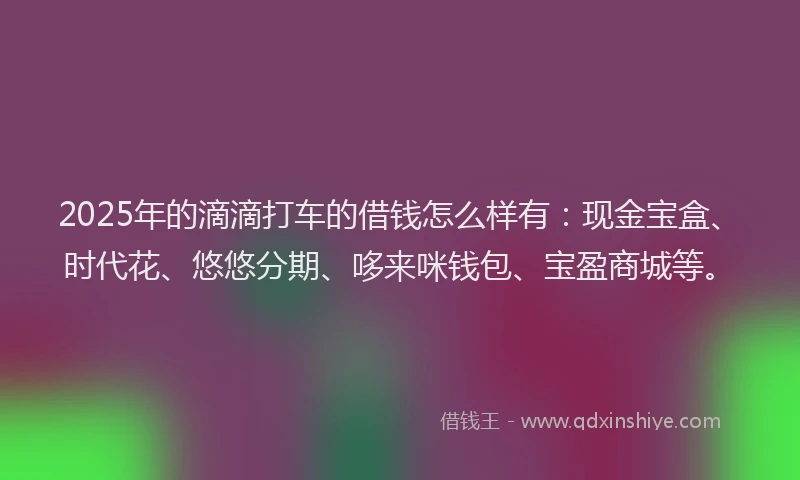 2025年的滴滴打车的借钱怎么样有：现金宝盒、时代花、悠悠分期、哆来咪钱包、宝盈商城等。