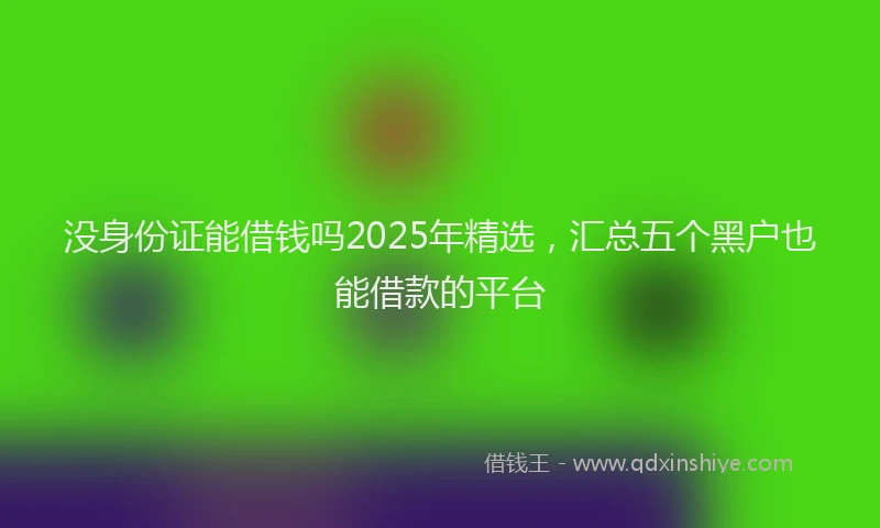 没身份证能借钱吗2025年精选，汇总五个黑户也能借款的平台