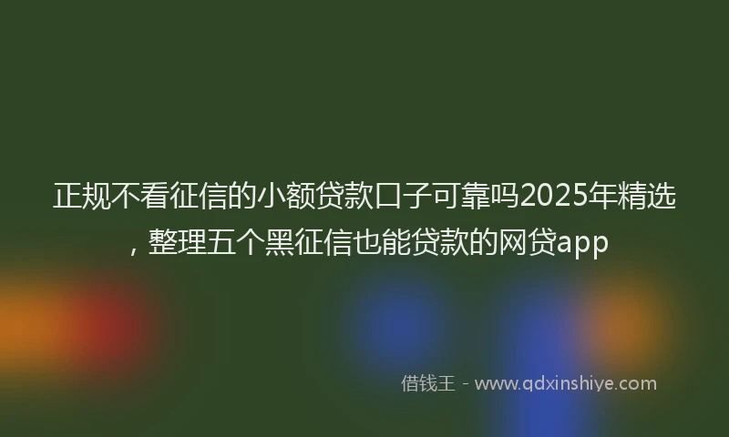 正规不看征信的小额贷款口子可靠吗2025年精选，整理五个黑征信也能贷款的网贷app