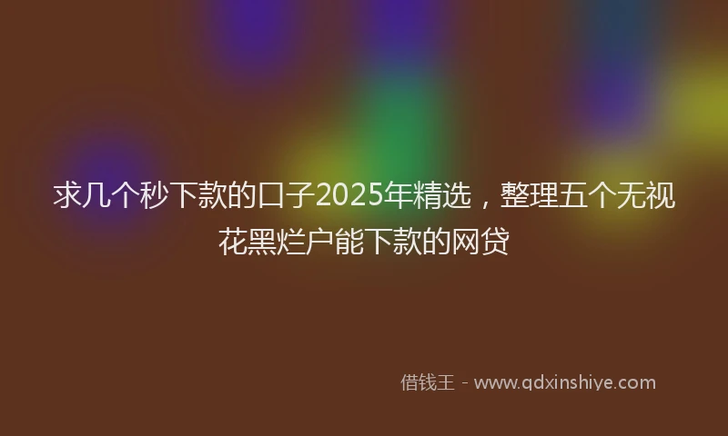 求几个秒下款的口子2025年精选，整理五个无视花黑烂户能下款的网贷