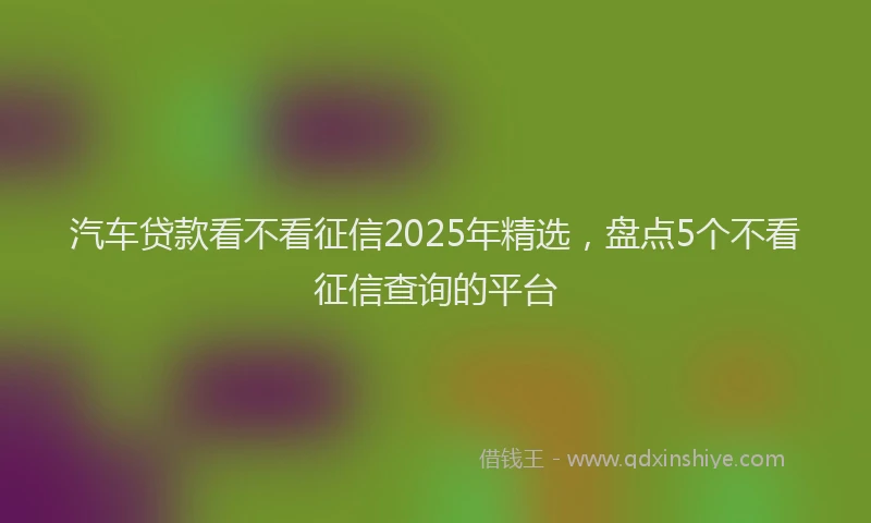 汽车贷款看不看征信2025年精选，盘点5个不看征信查询的平台