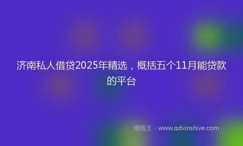济南私人借贷2025年精选，概括五个11月能贷款的平台